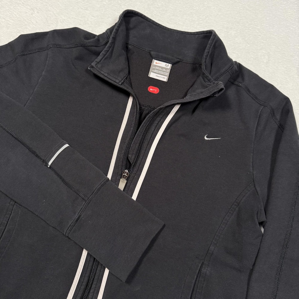 Nike Jacket Youth (10-12) Medium Black Full Zip Running NikeFIT Dry Reflective